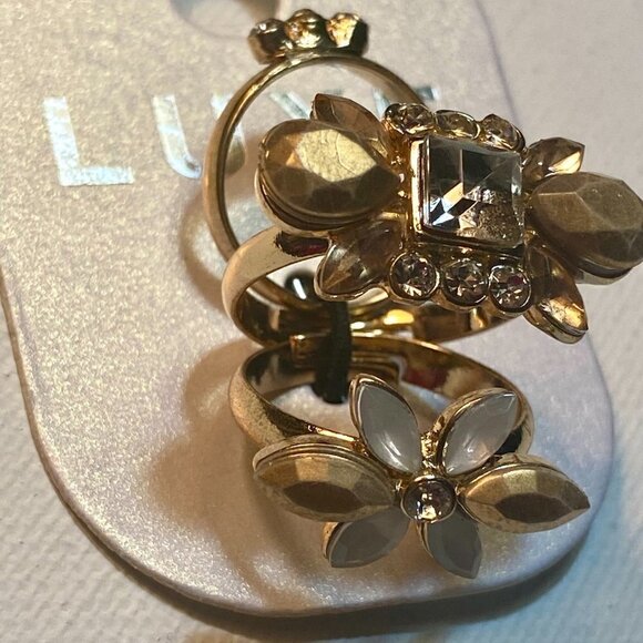 LUXE set of three gold-tone rings - Picture 6 of 11